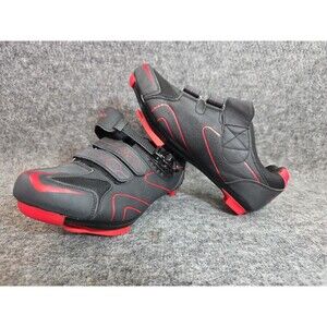 Kescoo 3-Bolt Cycling Shoes UNISEX Sz 44 (W 11.5, M 10) Red/Black